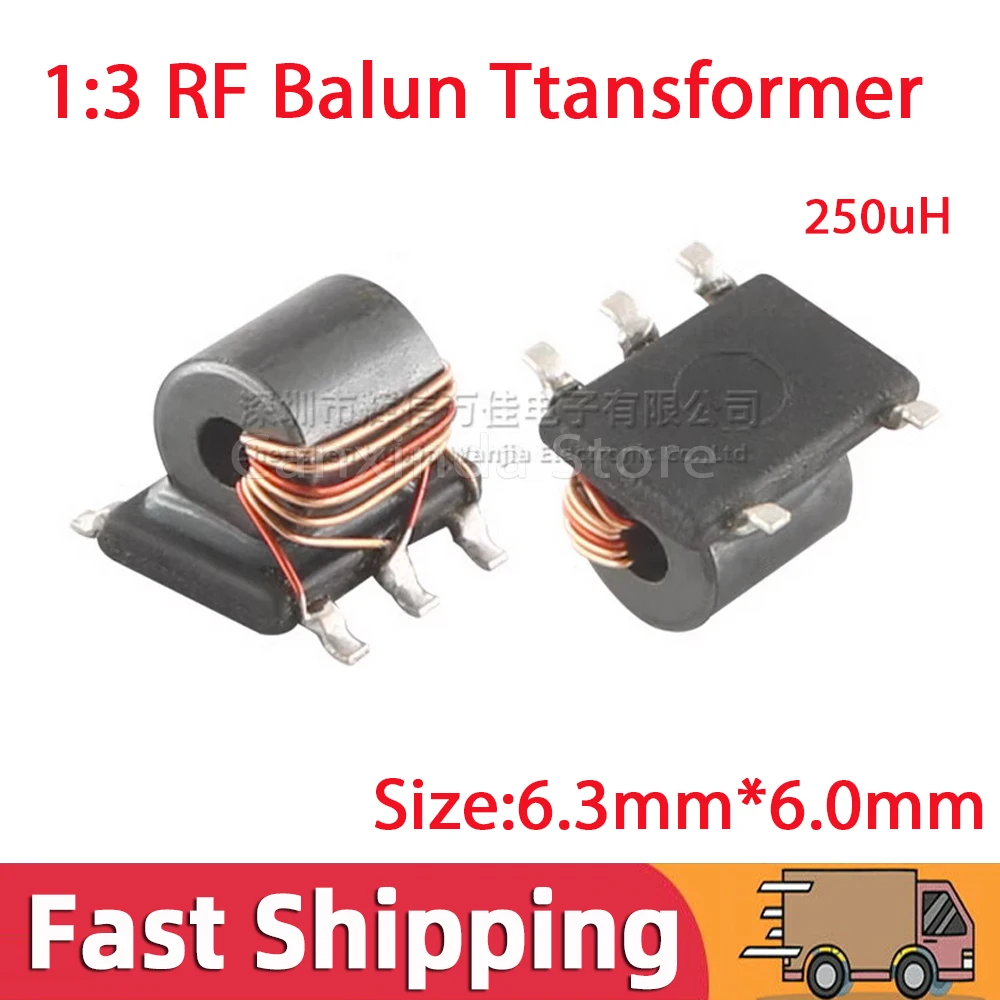 

5pcs SMD RF Transmission Line Transformer 250UH Turns Ratio 1.5T:4.5T 1:3 Balun Transformer Unbalanced Balanced