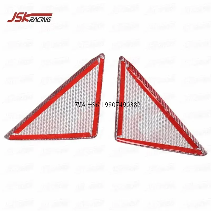 Wmwmnu for 458 Window Corner Triangle Trim Cover Dry Carbon Fiber Red Twill Weave 2011-2016 Exterior Decoration