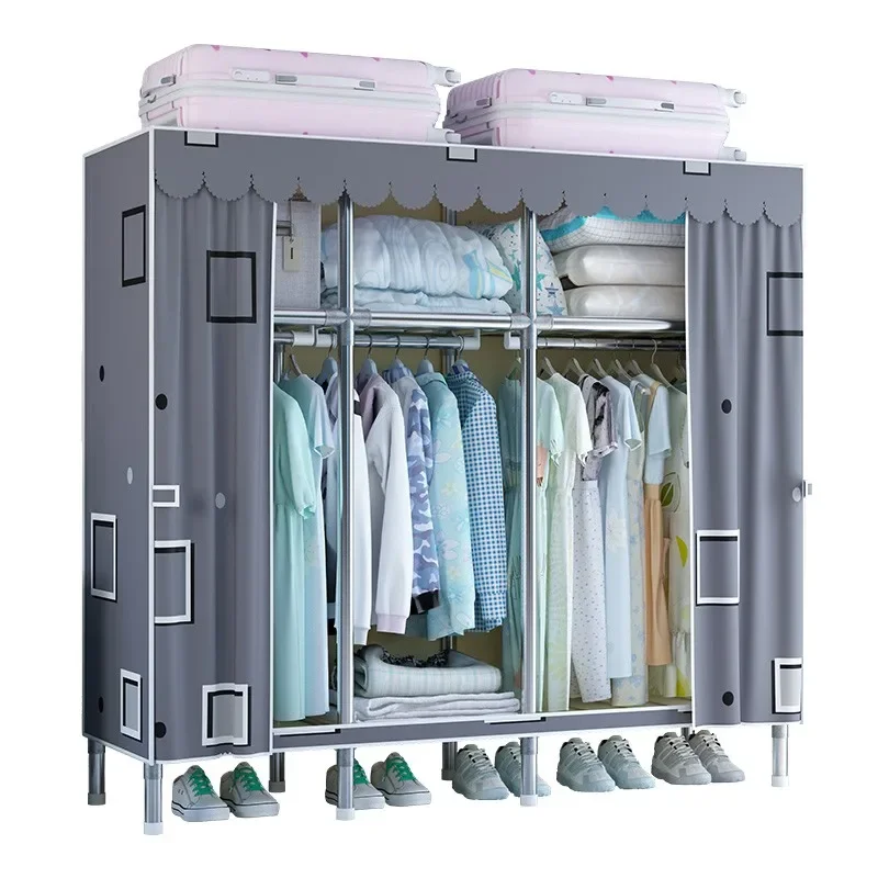 

'Steel Frame Cabinet for Hanging Clothes Folding Movable Portable Closet Wardrobe for Clothing Storage