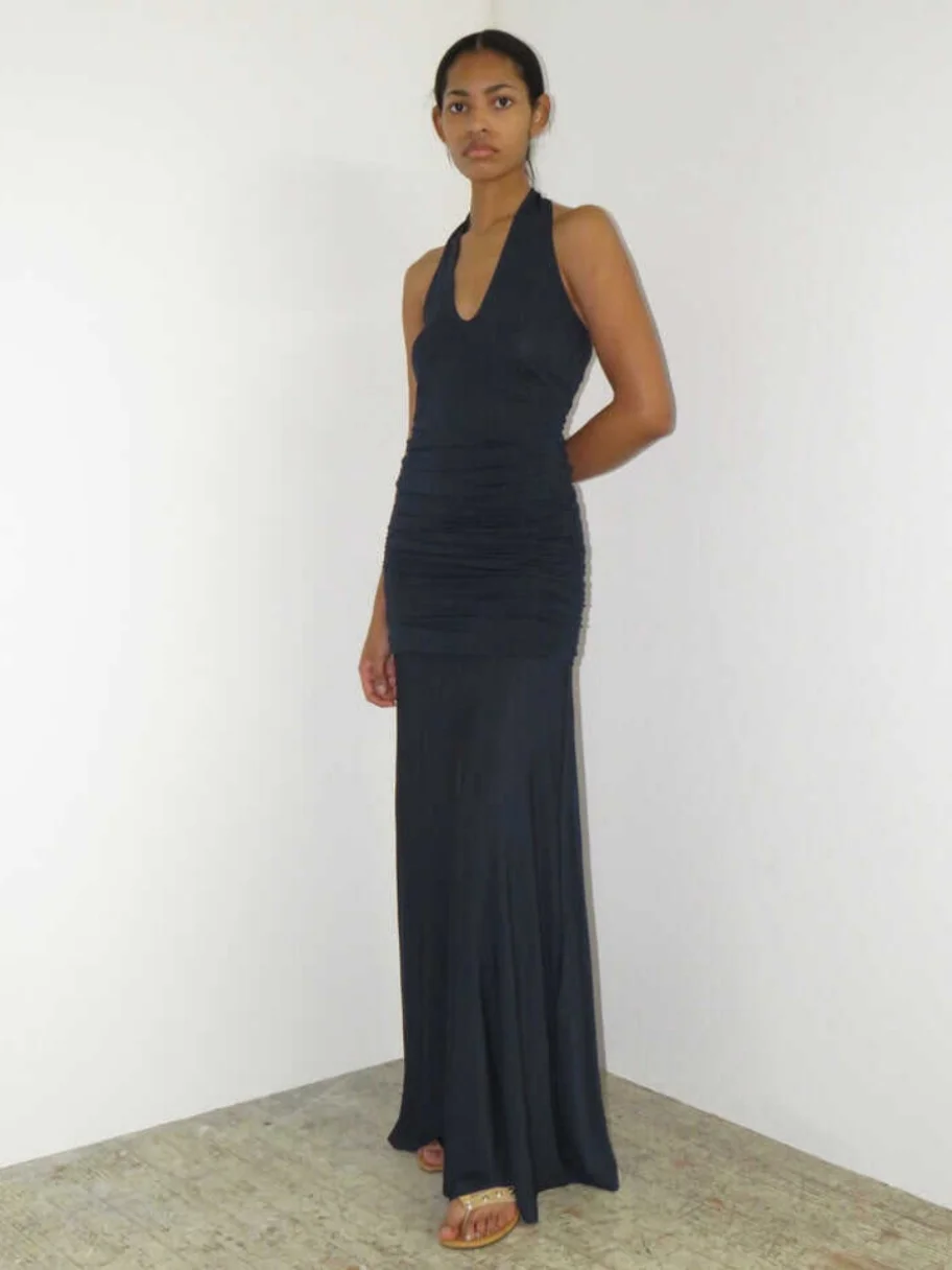 パロマウール 2024 エラスティック ロング ネライン ドレス レディース サマードレス ヴィンテージ スレ Hライン プリント カジュアルウェア l ウエストシェイプ