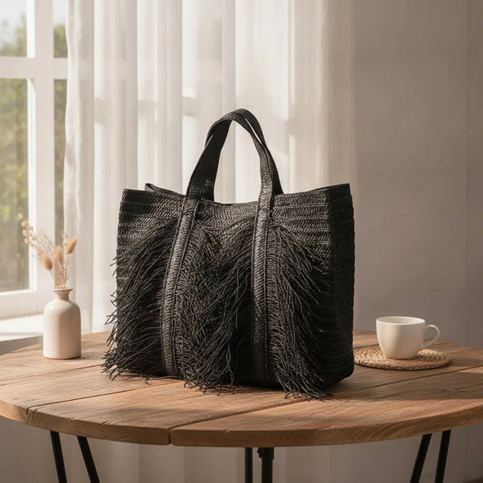 Tote Bag with Fringe Boho Fringe Tote Bag Handbag Versatile Practical for Women, Beach, Vacation