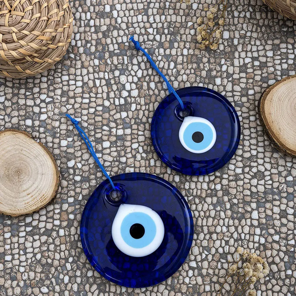 Evil Eye Pendant Necklace Set – 2pcs Blue Beaded Necklaces for Protection & Blessing