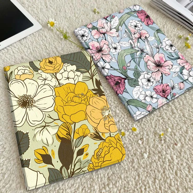 

Yellow Flower Pattern Art Tablet Case For Xiaomi Redmi Mini Pad SE K 2 4 5 6 7 8 2023 2025 11 8.8 11.2 10.1 Pro Gift