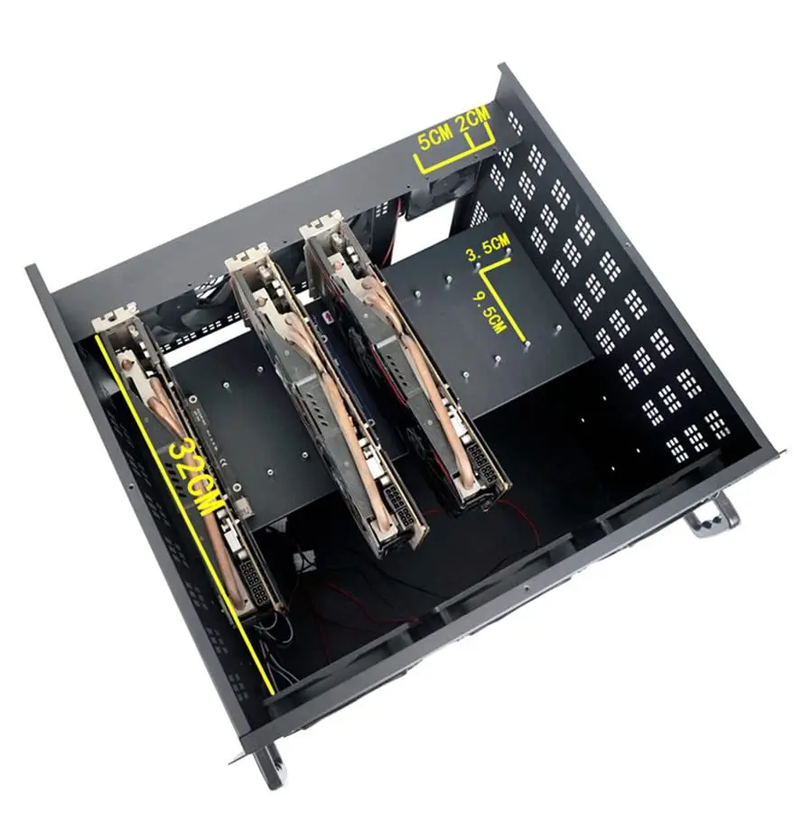 لـ 6 وحدة معالجة الرسومات إطار تعدين الهواء المفتوح هيكل بطاقة الفيديو الرسومية مع 10 مراوح