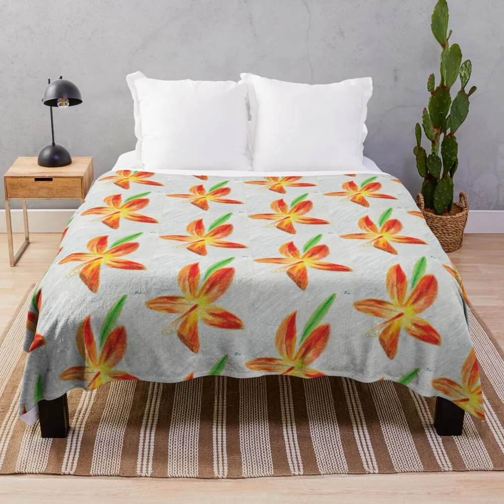 

Orange flower Throw Blanket Beautifuls Bed covers Decorative Beds Furrys Blankets