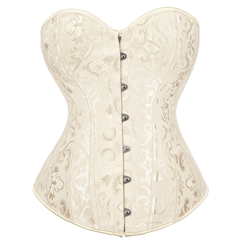 Women Brocade Lace Up Corset Top For Women Bustier Overbust Lingerie Gothic Steampunk Vintage Cosplay Costume view 6