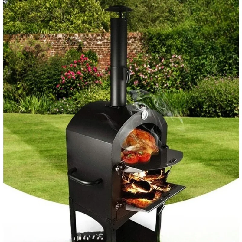 12 Inch Double Layer Stainless Steel Kiln Pizza Oven Hand Push Dual Use Pizza Baking Roaster For Home Commercial Use