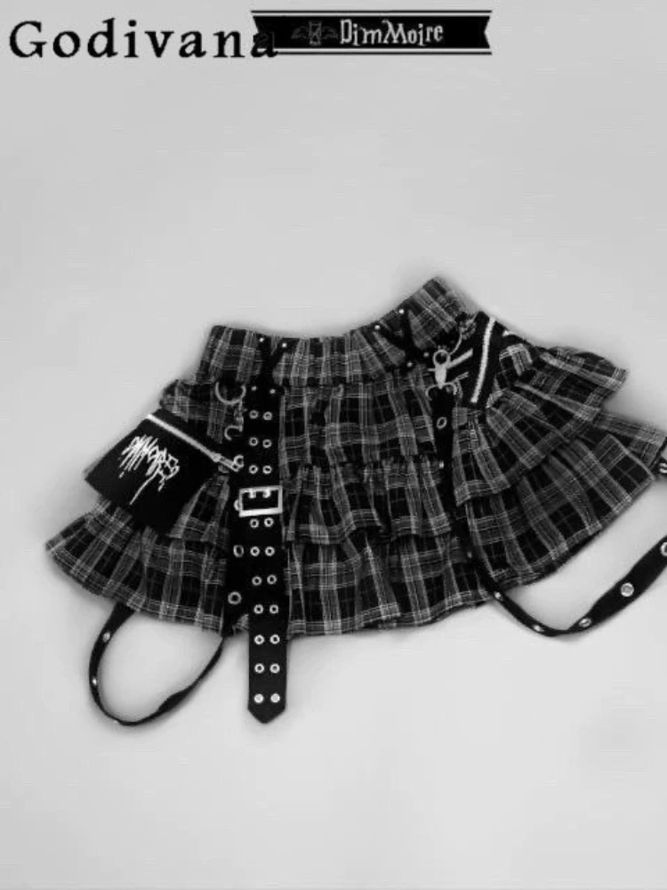 

Юбка миди в японском стиле Y2K для милых и дерзких девушек, универсальная пышная юбка-кейк в студенческом стиле с эластичной талией