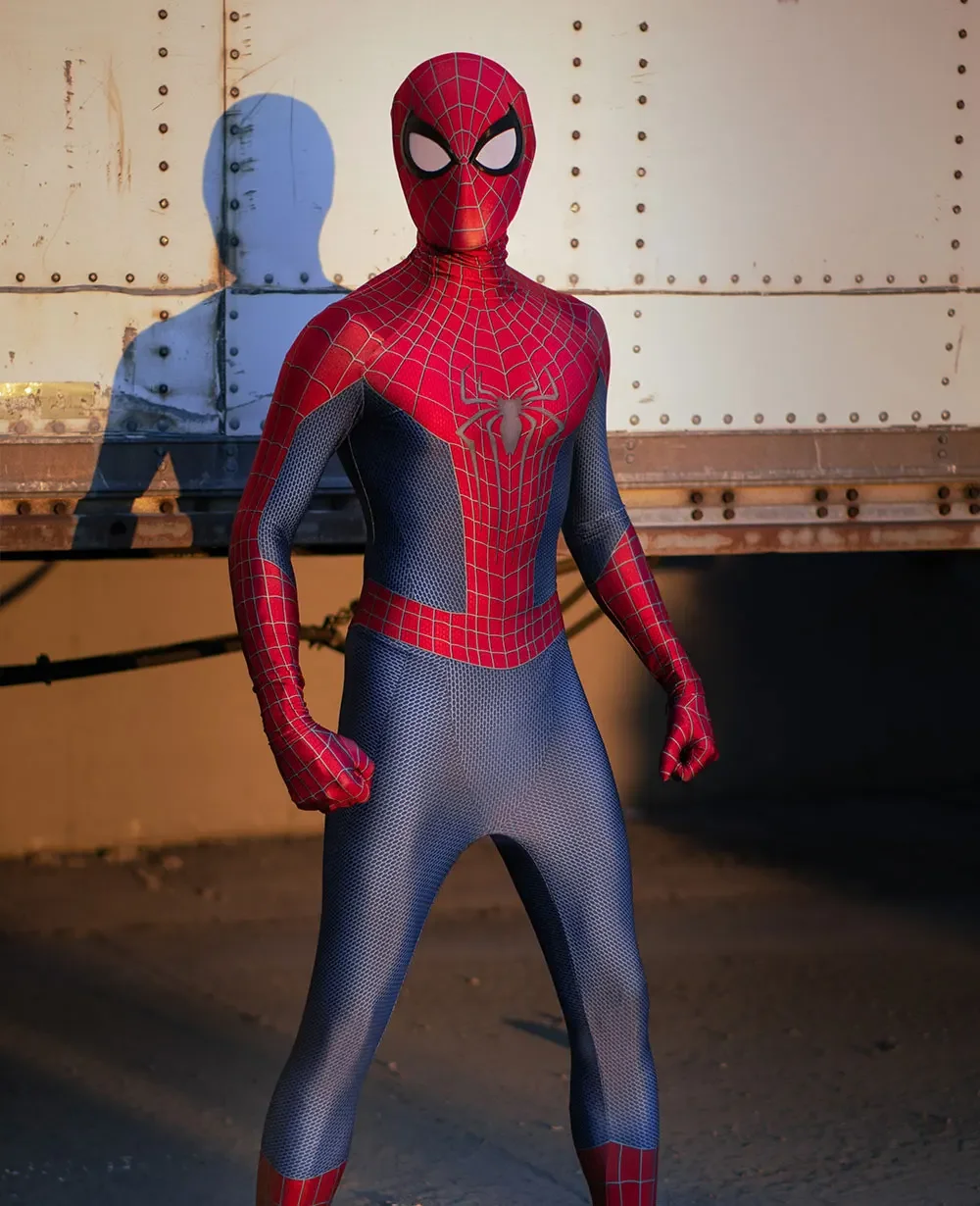 Traje de Cosplay Aranha Tasm 2 masculino, super-herói Zentai, macacão completo de Halloween, adulto e infantil, masculino