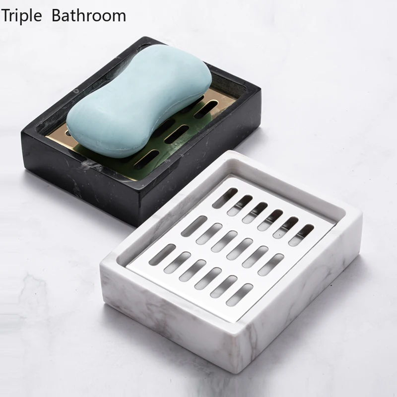 

Nordic Natural Marble Soap Dish Bathroom Shower Supplies Draining Soap Packaging Boxes Soap Shelves Home Restroom Accessories