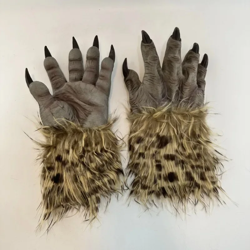 قناع اليد التنكري للهالوين من اللاتكس الذئب قفاز الذئب زي حفلة رعب الديكور تمويه لعب الأدوار الدعائم تأثيري فستان الحيوان
