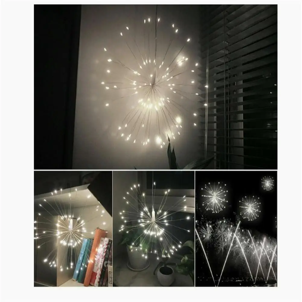 Pendurado Solar Firework Lights, 8 modos, 200 LED Fairy String Light para gramado ao ar livre, decoração do jardim, DC 6V