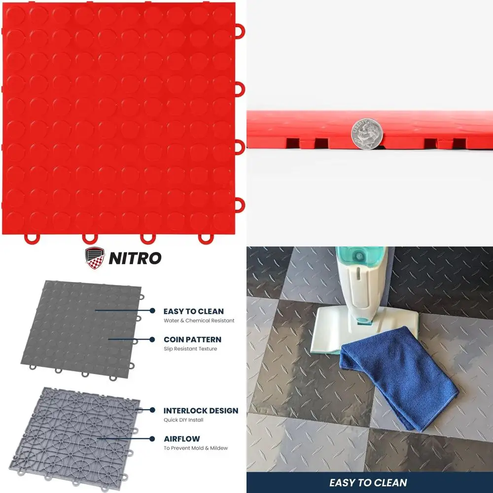 بلاط أرضية جراج بلاستيكي متشابك غير قابل للانزلاق، سجادات 12 × 12 معًا لتنظيم المرآب وحلول التخزين #1