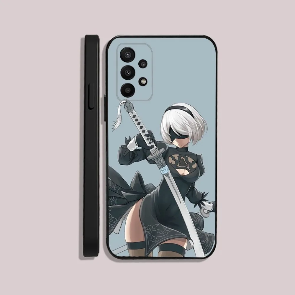 N-NieR A-Automata 2B Phone Case For Samsung S24,23,22,30,21,10,9,Ultra,Plus,Lite,FE,5G Black Soft Case