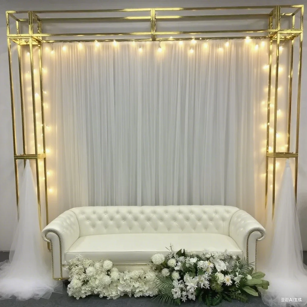 Personalized Shiny Gilded Iron Square Screen Frame - Wedding Background Decor | Event Stage Flower Stand Supplies