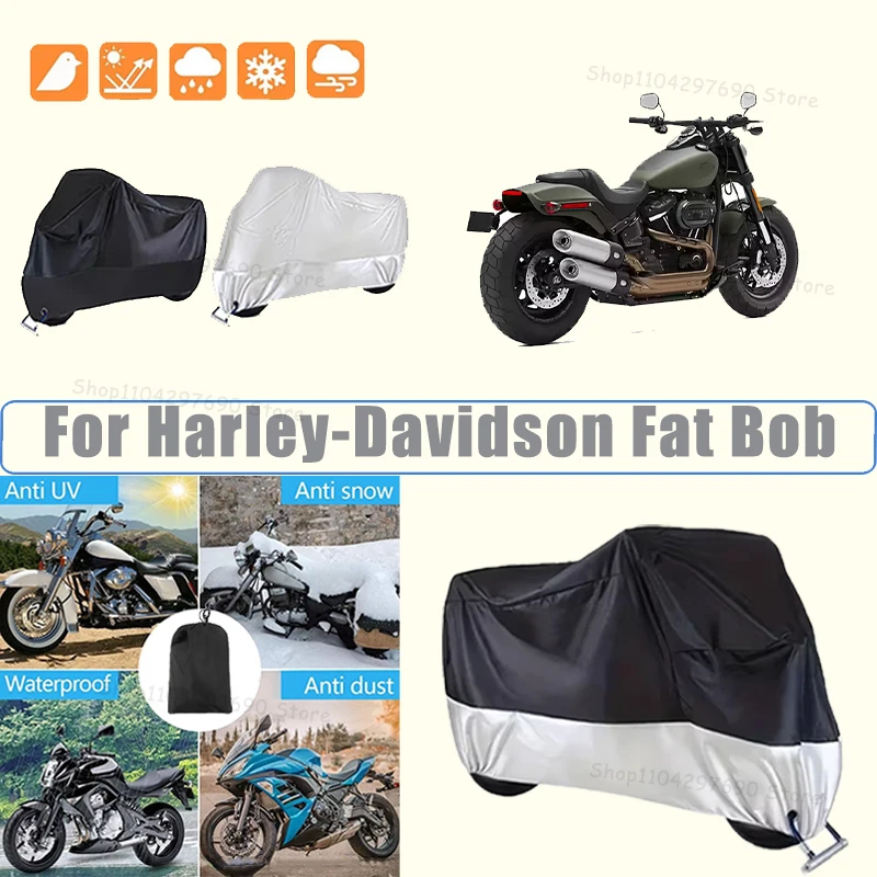 210D Oxford Motorcycle Cover Waterproof All Season UV Protection For Harley-Davidson Fat Bob Anti-Tear Windproof Motorbike Cover