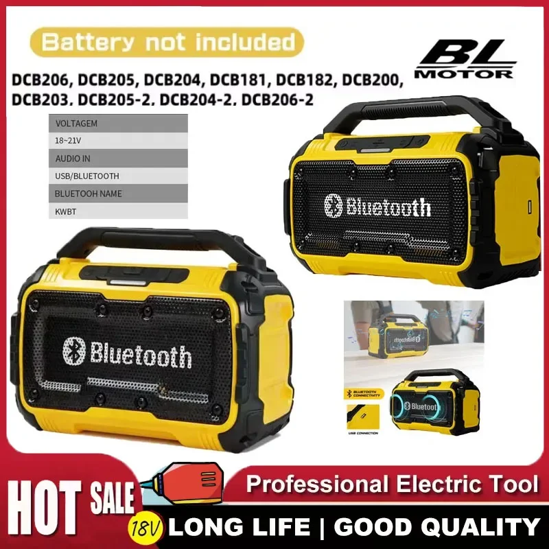 

For Dewalt Bluetooth Speaker Compatible with 18V-21V Battery USB Type-C Port Waterproof Stereo Surround Sound Loudspeaker Tools