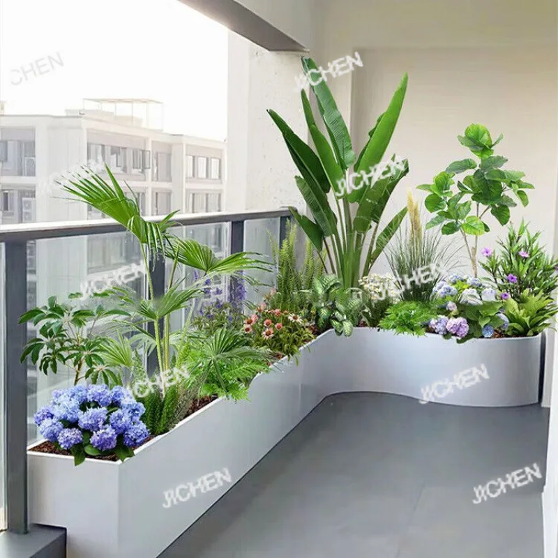 

JC Customizable Stainless Steel Flower Box Planting Box Outdoor Curved Flower Pot