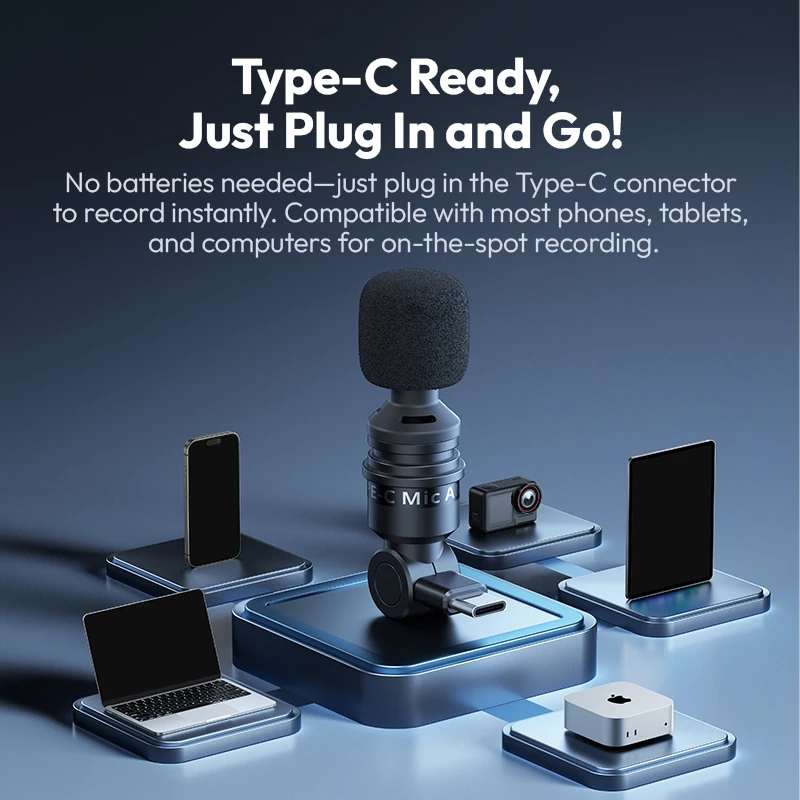 ​ Ulanzi AM23 Type-C ميكروفون صغير 360 °   ميكروفون لاقط بزاوية قابلة للتعديل لجهاز Mac Min الذكي والكمبيوتر اللوحي