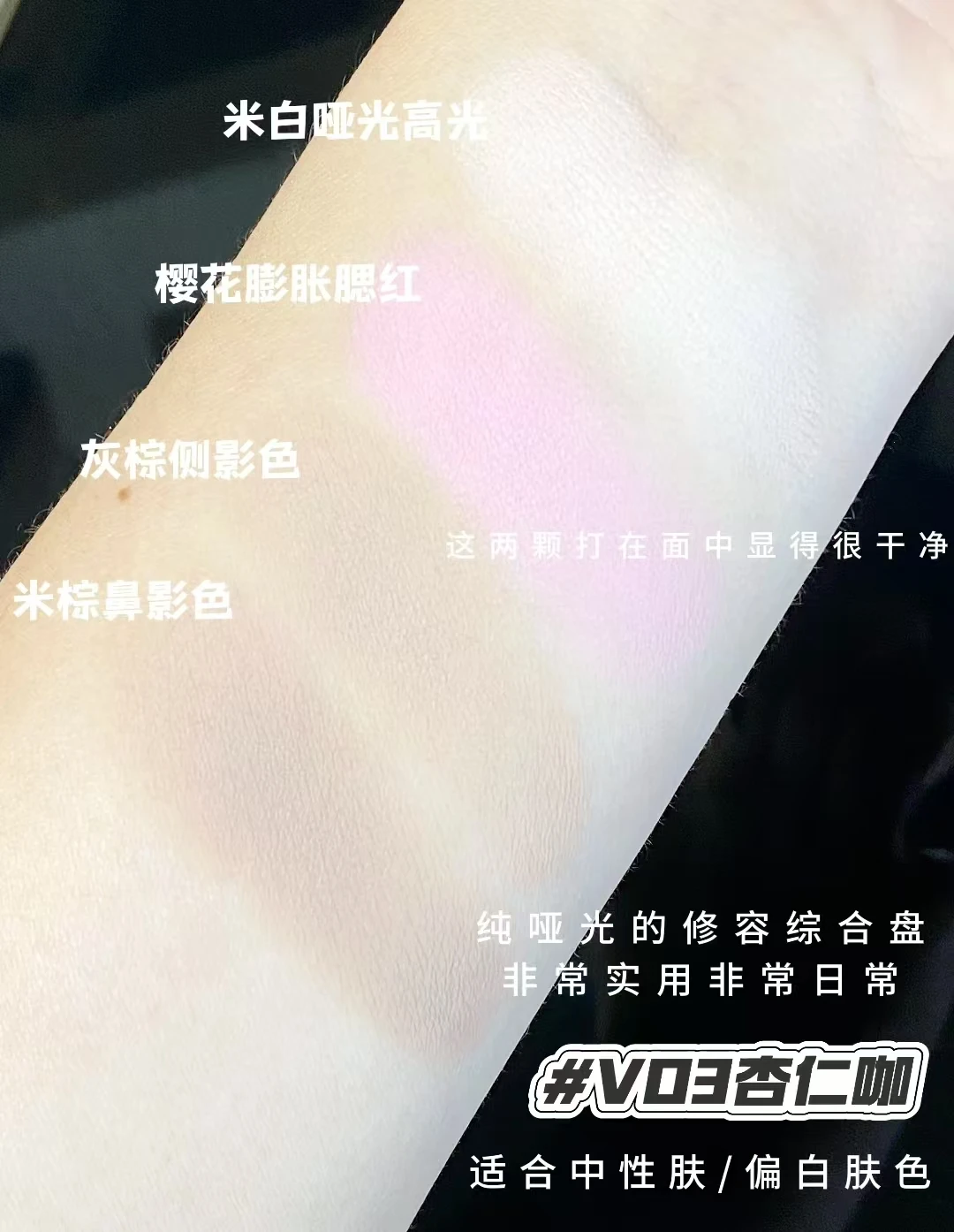 VEECCI Highlighter Kontur-Matt-Puder-Palette, aufhellender Nasen-Schatten, matt-schimmernder Bronzer, Nude, einfach aufzutragen, natürliches Make-up – Detail 9