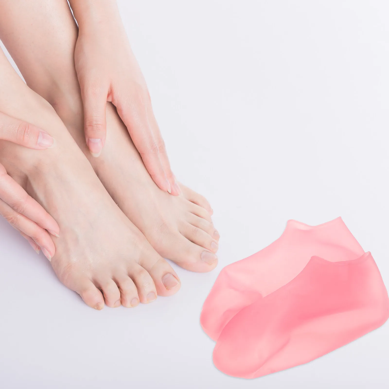 1Set Silicone Foot and Hand Masks Moisturizing Socks Gloves for Dry Cracked Feet Hands Exfoliating Reusable Spa-Like Home Care view 5