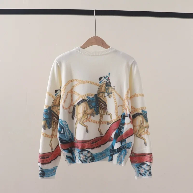 Y2k Clothes Horse Printed Sweater for Women Luxury Brand Designer Pullover sweater women Jumper Winter Knit Korea Fashion Tops