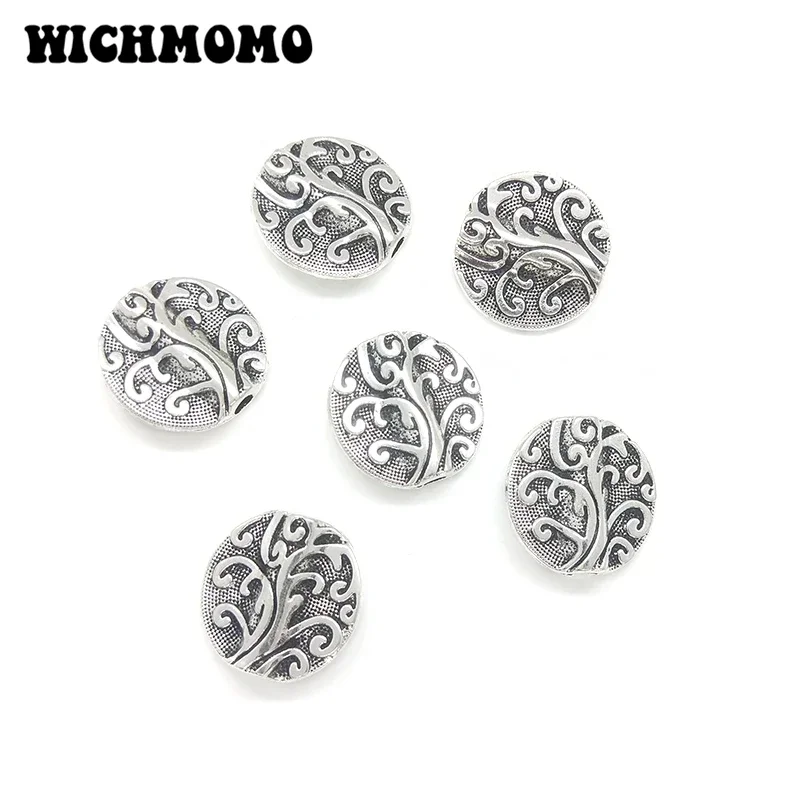 Nueva moda, 6 piezas, 20MM, cuentas redondas de Metal esculpidas de aleación de Zinc para pulsera DIY, collar, accesorios de joyería