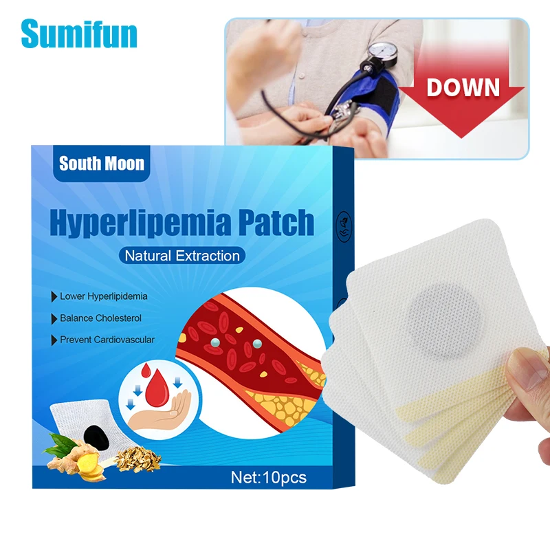 

10pcs/box Hyperlipemia Patches Lower High Blood Pressure Stickers Balance Blood Vessel Lipids Chinese Medicines Health Plaster