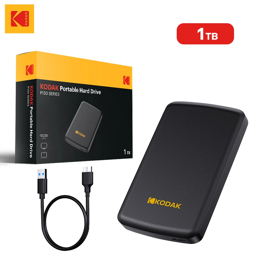 

KODAK HDD 2,5-дюймовый портативный внешний жесткий диск 500 ГБ 1 ТБ USB 3.0 для хранения данных, совместимый с PS5 Xbox PC Mac Desktop MacBook