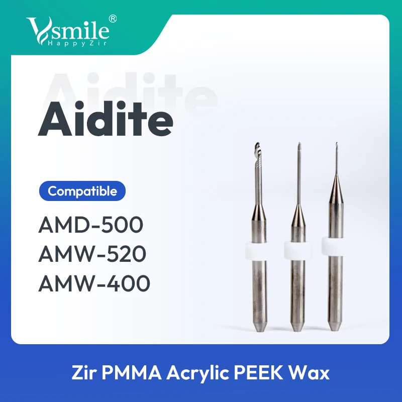 

Dental Lab Aidite AMW400/520 Glass Ceramic Disilicate Emax Milling Bur PMMA Drill DC Milling Cutter For Milling CADCAM Zirconia