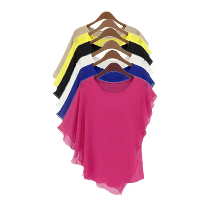 Bluzki szyfonowe plus size, bluzki z rękawami nietoperzowymi, asymetryczne koszule damskie, bluzki, koszule