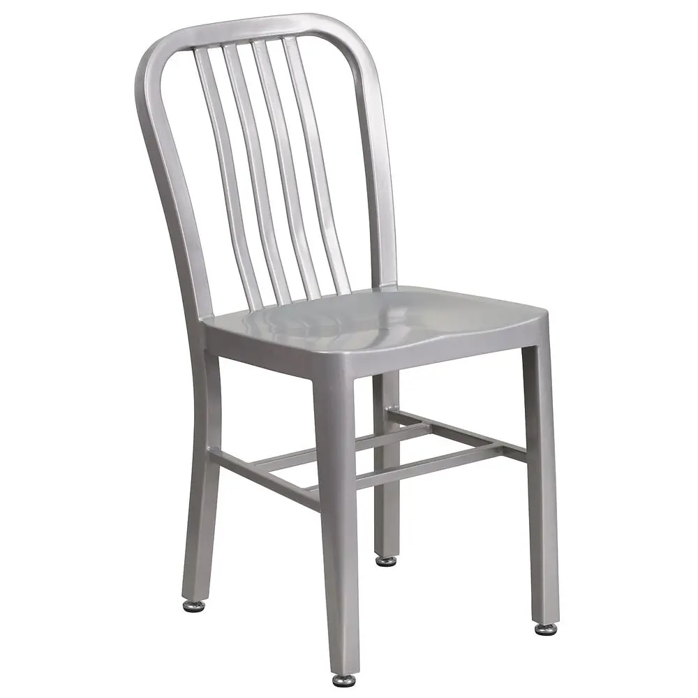

Commercial Grade Silver Metal IndoorOutdoor Chair