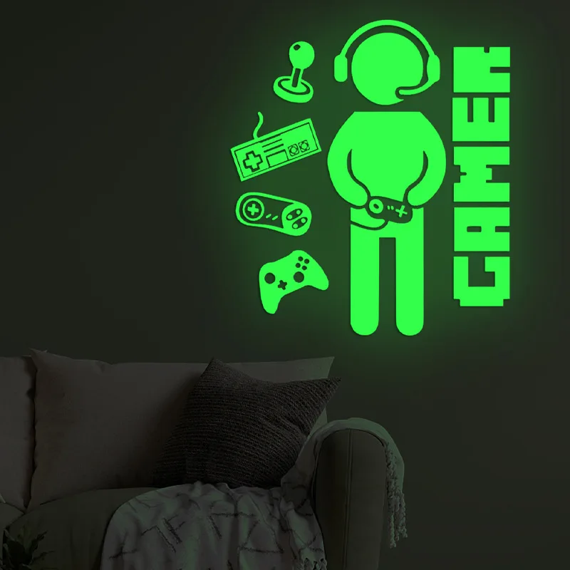 The most popular glow-in-the-dark player wall sticker video game Home decor for Kids Room for boys Room decor