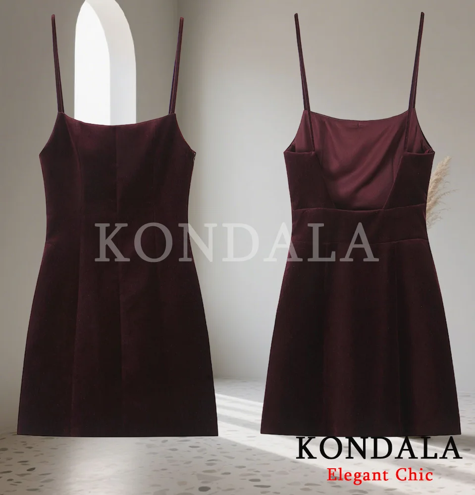 KONDALA Donne Affascinante Cami Mini Abito Backless Vestito Sottile 2025 Nuova Primavera Autunno Moda Sexy Festa di Natale Abito da Cena