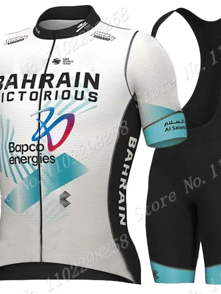 AliExpress Bahrain Victorious 2024 Team Cycling Jersey Set Short Sleeve Clothing Road Bike Shirts Suit Bicycle