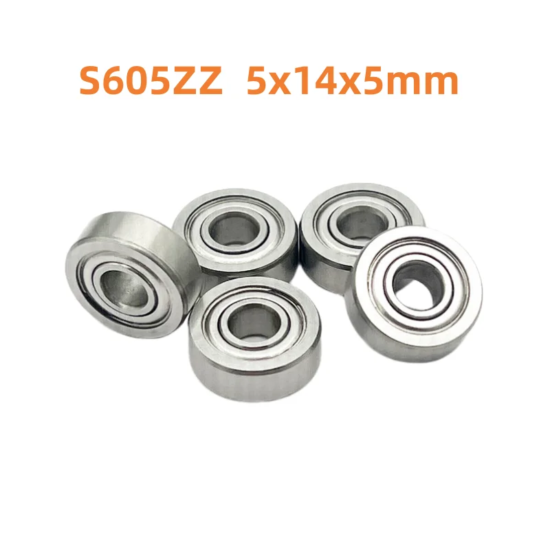 50pcs stainless steel bearing S605ZZ ABEC-5 5x14x5mm Deep Groove Ball bearing double shielded S605 ZZ 5*14*5 mm 605 605ZZ