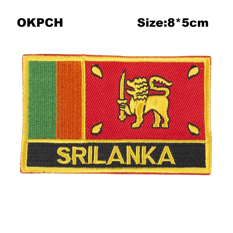 Sri Lanka Flag Embroidery Patches Iron on Saw on Transfer patches Sewing Applications for Clothes in Home&Garden