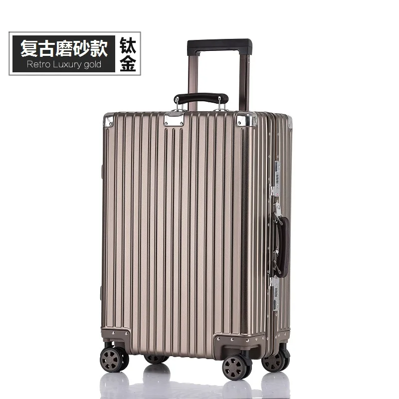 Hot Sale All Aluminum Magnesium Alloy Vintage Travel Luggage Unisex Carry TSA Custom Lock Suitcase Spinner Wheels Manufacture