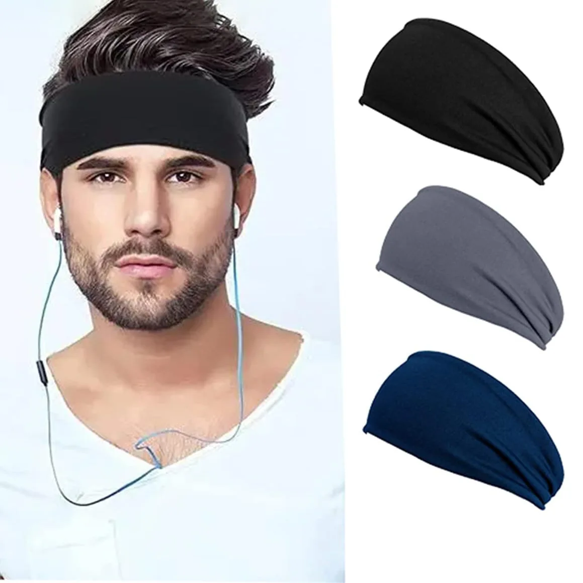 Sports Headband Running Fitness Sweatband Elastic Absorbent Sweat Cycling Jog Tennis Yoga Gym Head Band Hair Bandage Men Women view 5
