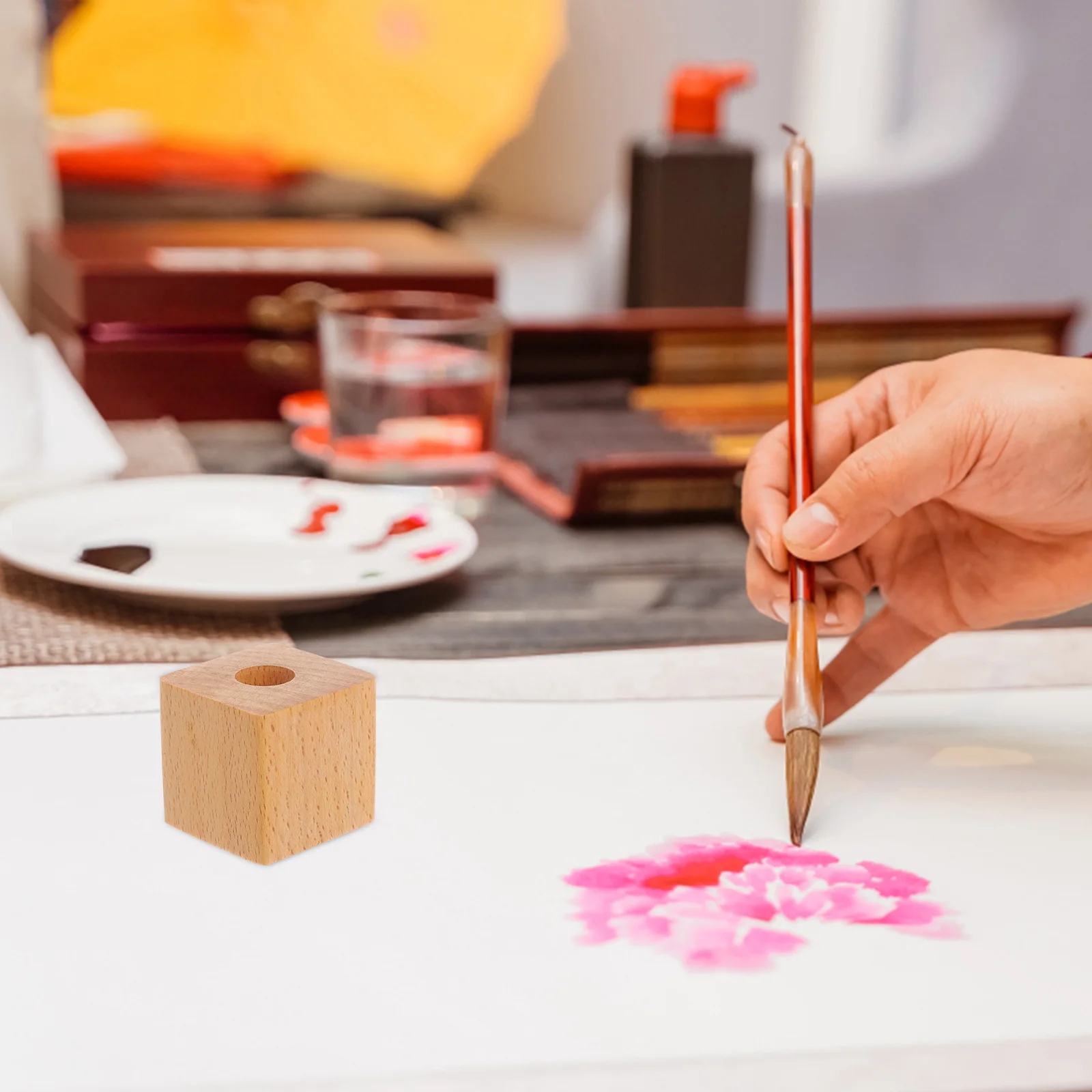 

2Pcs Wooden Pen Holder Square Design Desktop Organizer Makeup Brush Storage Box for Office Supplies
