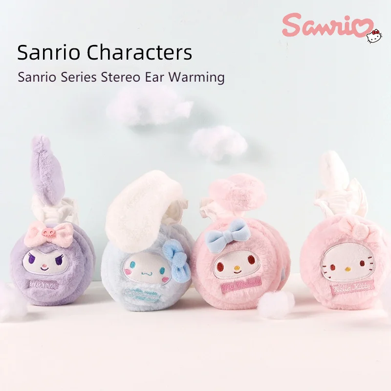 Sanrio Cartoon Ear Warmer Earmuffs Kawaii My Melody Cinnamoroll Kuromi Hellokitty Plush Soft Doll Antifreeze Headband  Girl Gift