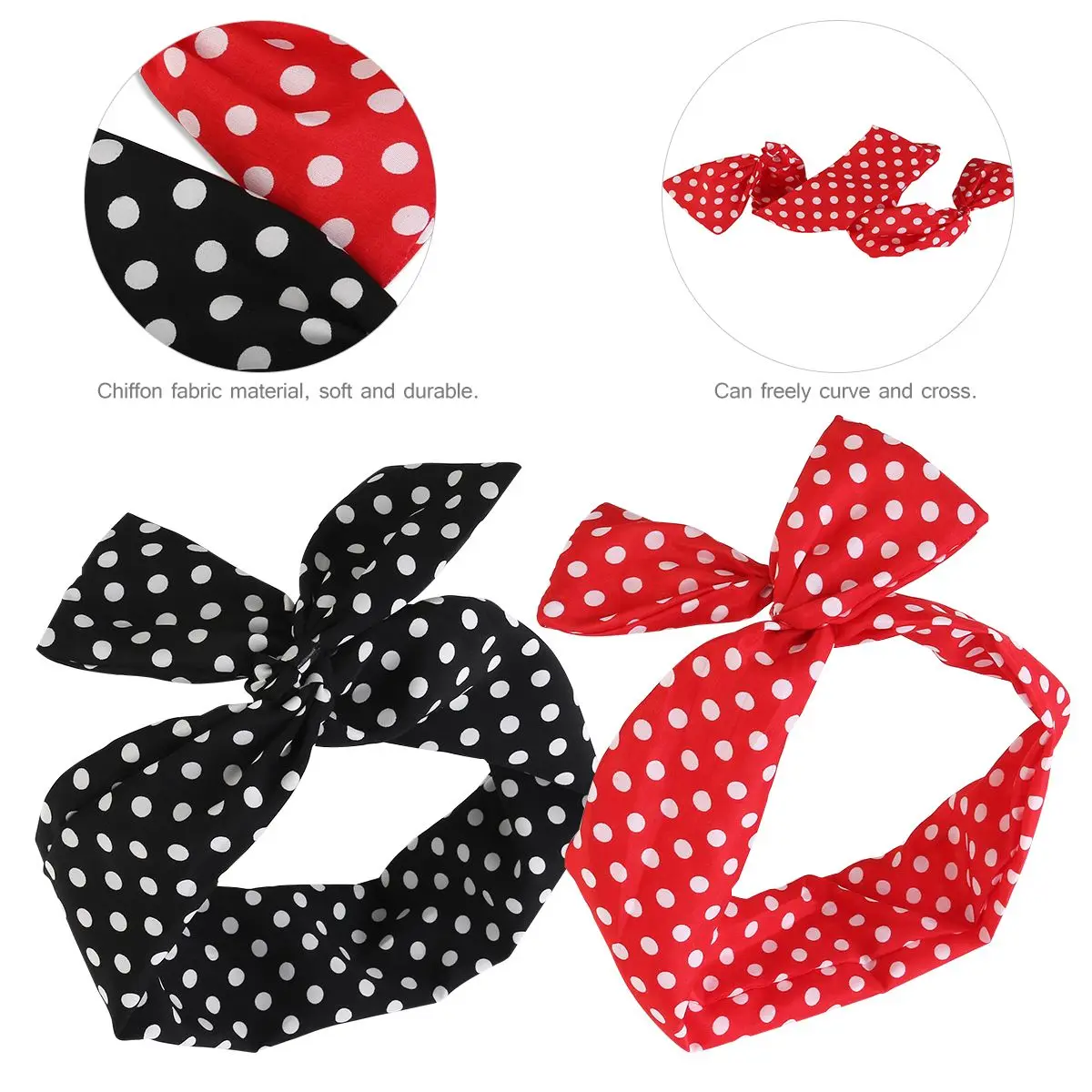 

Rabbit Ear Headband Elastic Hairband Women Girls Dot Head Wrap Fashion Accessory Durable Comfortable Toddler Teen Hair