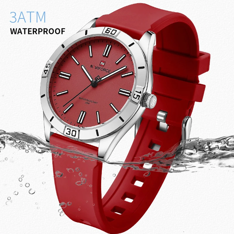 NAVIFORCE Creative Trend Casual Female TPU Strap Wristwatch Simple Quartz Ladies Clock Original Brand Waterproof Watch for Women