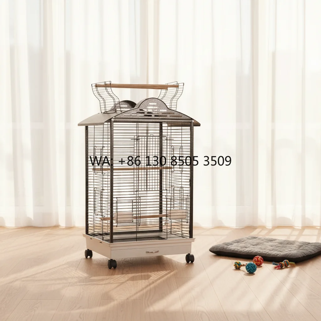 

Luxury Large Iron Metal Bird Cage, Breathable Bird Villa with Pull-out Tray, Portable Pet Bird Carrier House for Small Birds