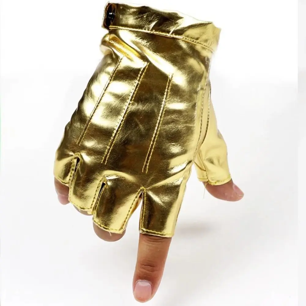 Fashion Punk PU Driving Gloves Button Design Anti-Slip Fingerless Mittens Gothic Cool Half Finger Gloves Motorcycle Riding