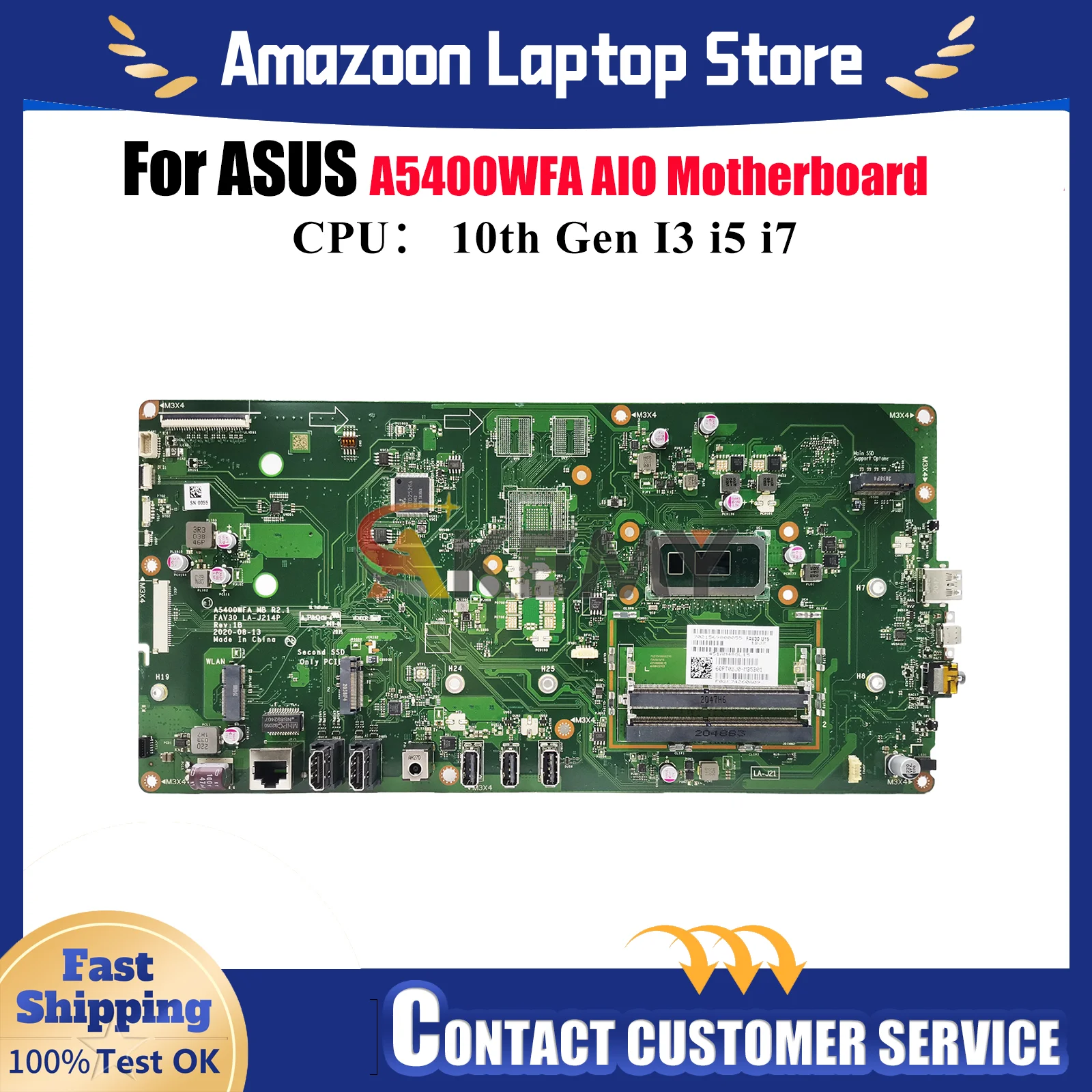 

A5400WFA Laptop Motherboard For ASUS VivoBook A5400WFA A5400WF Notebook Mainboard With 10th Gen I3 i5 i7 100% tests OK fast ship
