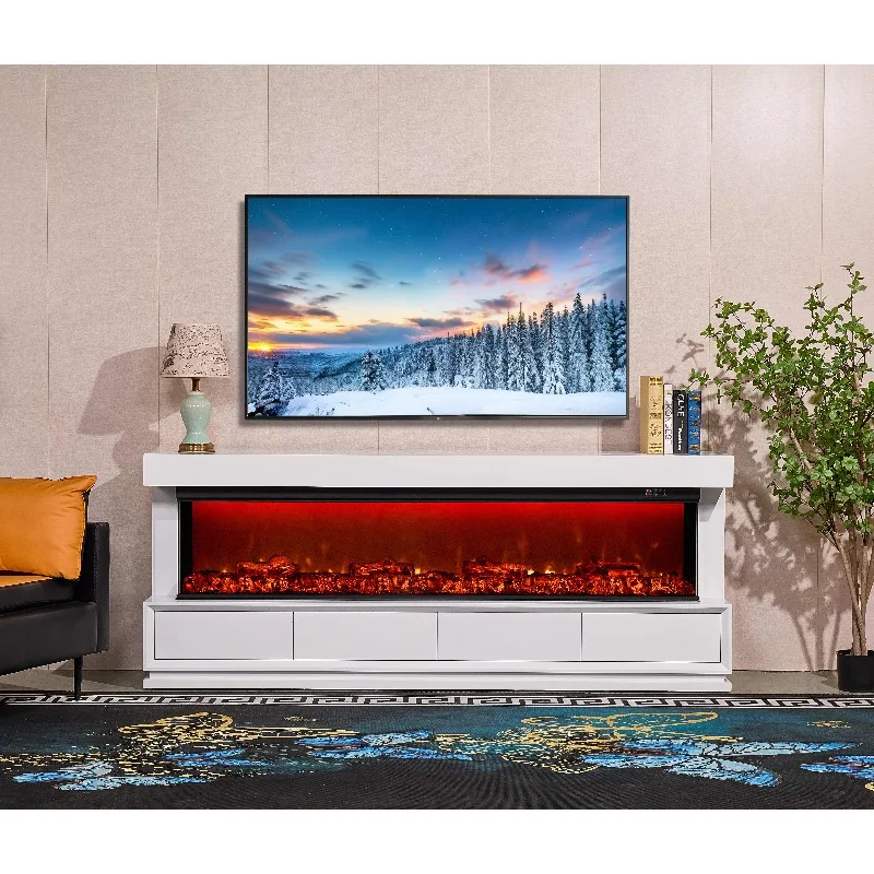 Modern French Country American Style Simulated Fire Decorative Wooden Panel Cabinet for Living Room Bedroom TV Stand