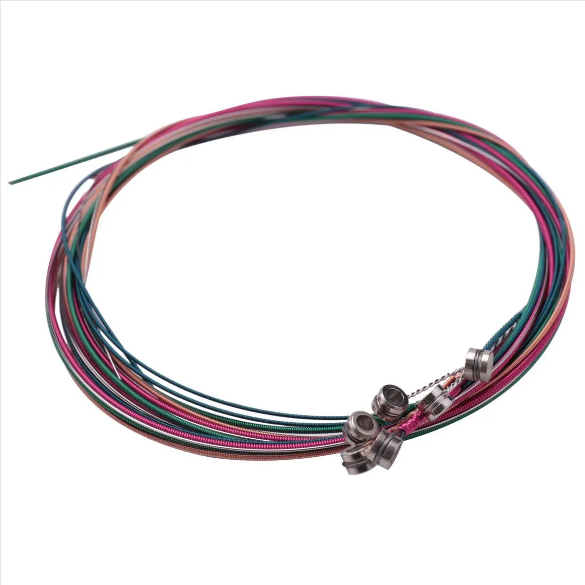 

15 комплектов стальных струн для акустической гитары (5 комплектов из латуни, 5 комплектов из меди и 5 комплектов разноцветных)