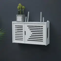 Wall Hanging Plug Storage Box Wireless Wifi Router Storage Box Wooden Box Free Punching Router Cable Organizer Home Decor