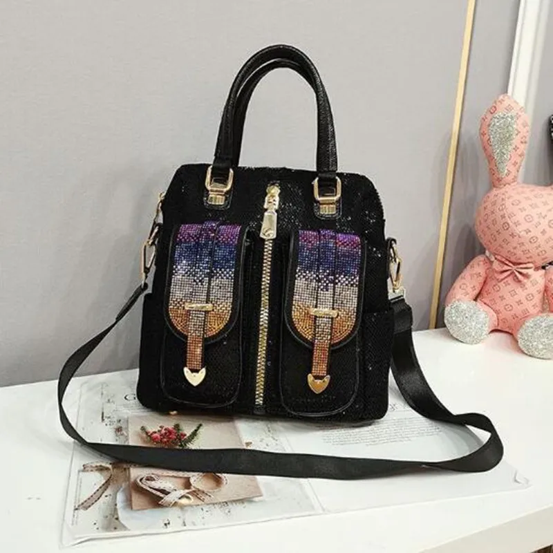 European  American fashion set auger sequins female bag leisure multi-purpose bag shoulder handbag BaoChao oblique satchel